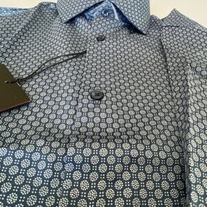 Dstrct & row Navy Blue Slim Fit Long Sleeve Button Up Collard Shirt L-SL, NWT